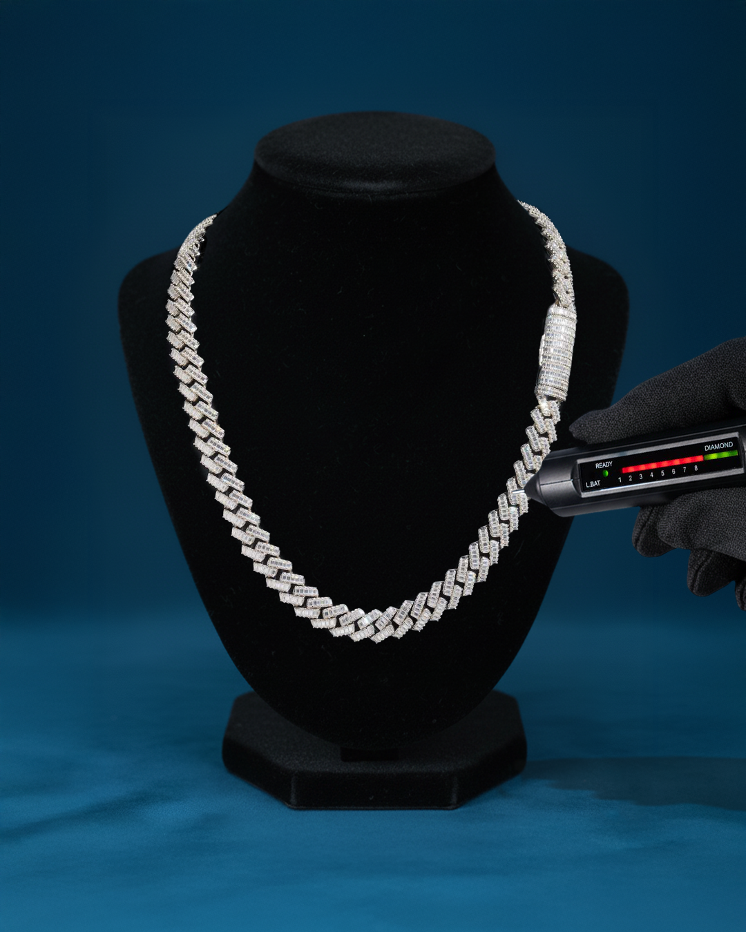 13MM Moissanite Baguette Cuban Link Chain 14K Gold