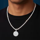 Moissanite Bitcoin Pendant 14K Gold