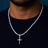 Moissanite Nail Cross Pendant 14K Gold