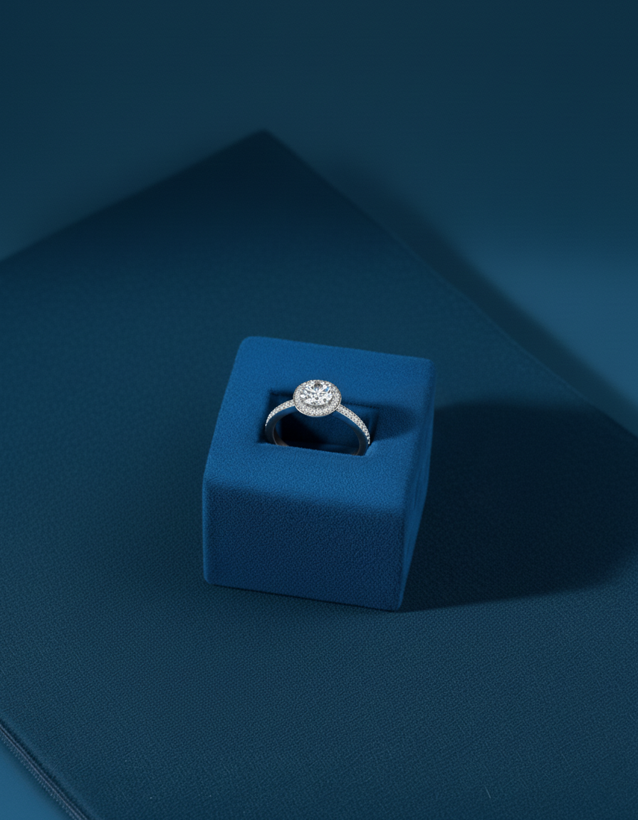 Moissanite Brilliant Cut Halo Engagement Ring 14K Gold