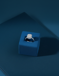 Moissanite Rectangular Cut Halo Engagement Ring 14K Gold