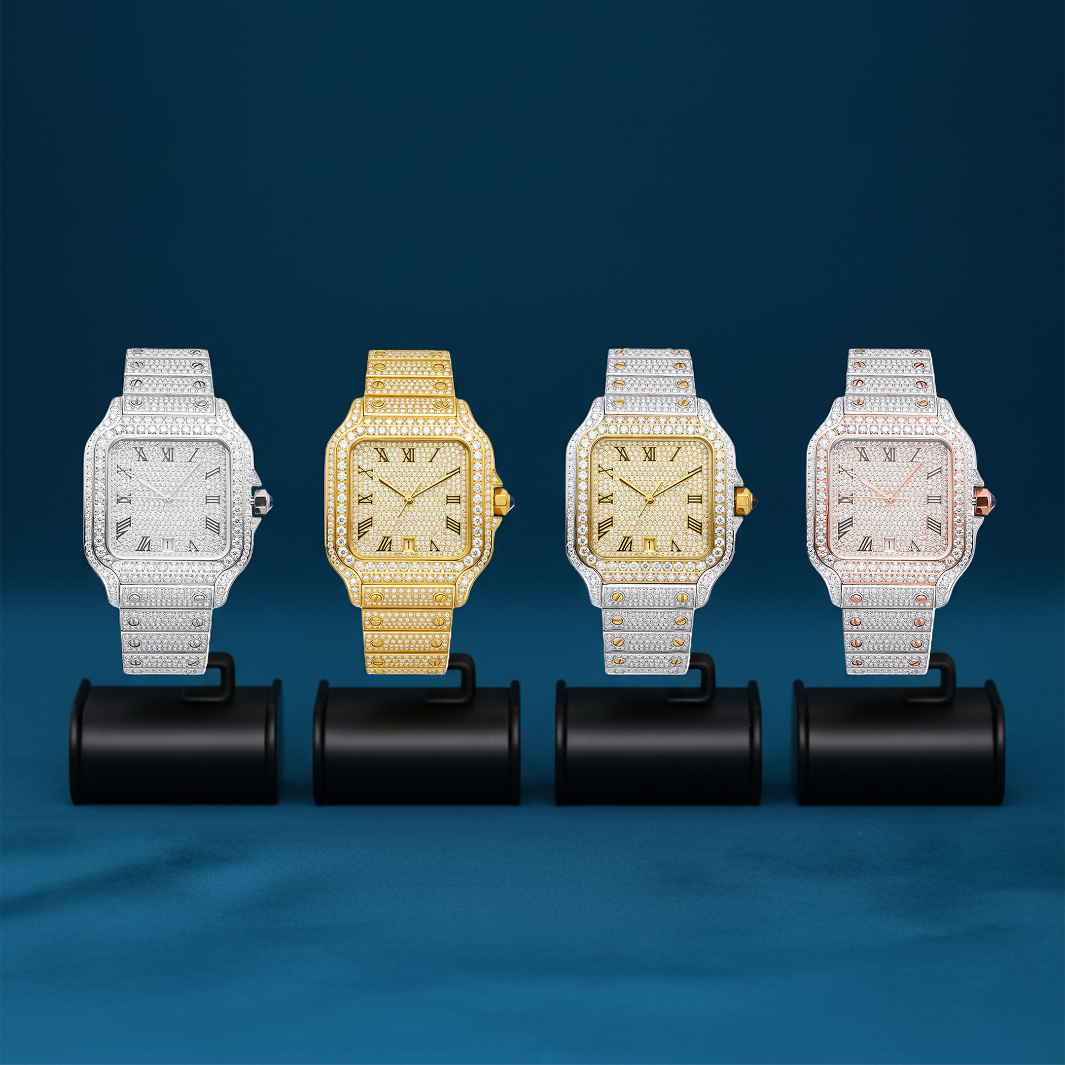 Moissanite Square Watch 14K Gold