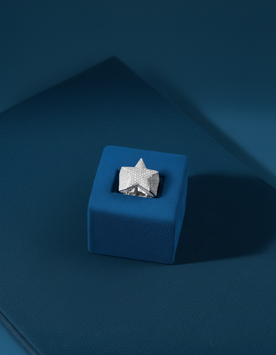 Moissanite Star Ring 14K Gold